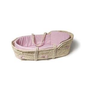 Wicker Moses Basket - Pink