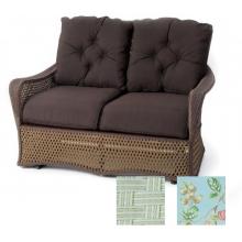 Lloyd Flanders Grand Traverse Love Seat Glider In Bisque Finish And Capri Fabric.