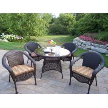 Oakland Living Resin Wicker 5 Piece Dining Set With Cushions