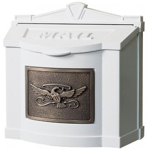 Wall Mount Series Mailbox W/ Eagle Accent - White W/ Antique Bronze