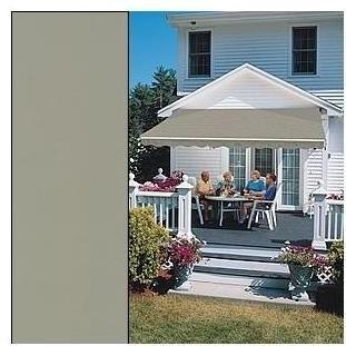 Sunsetter Pro Motorized Awning (15 Ft / Solid Sage) With Traditional Laminated Fabric With Left Mounted Moter And Wall Bracket