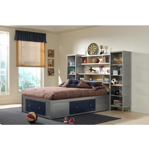 Hillsdale Universal Silver And Navy Youth 4 Piece Storage Platform Bedroom Set With Bookcase Headboard And Wall Storage - Twin - 1178372STGWPS4 Hillsdale Universal Silver And Navy Youth 4 Piece Storage Platform Bedroom Set With Bookcase Headboard And Wall Storage - Twin - 1178372STGWPS4