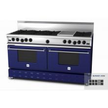 BlueStar Range RNB 60 Inch Propane Gas Range With 12 Inch Charbroiler - Cobalt Blue