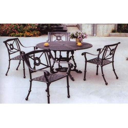 Darlee Monte Carlo Cast Aluminum Patio Dining Table Set With Cushions - 52 Inch Round