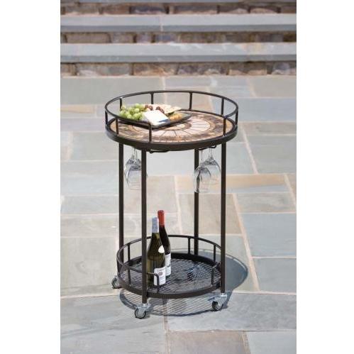 Alfresco Home Compass Outdoor Serving Cart - 20 Inch Round