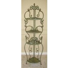 International Caravan Cast Iron 4-Tier Folding Corner Shelf Sage