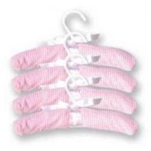 Pink Gingham Seersucker Hangers - 4 Pack