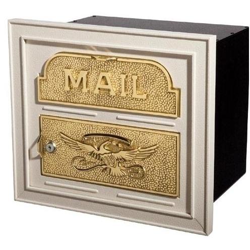 Classic Series High Security Locking Column Mailbox Faceplate - Almond W/ Polished Brass