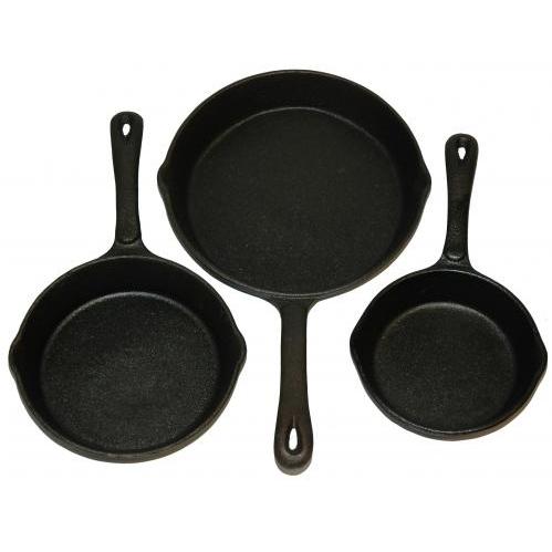 Seasoned Cast Iron Skillet Set 3pc