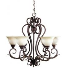Olympus Tradition Collection Chandelier In Cracked Bronze With Silver Finish - 6 Bulbs