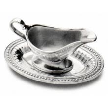 Wilton Armetale Flutes & Pearls Gravy Boat W/ Tray