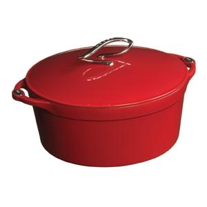 Lodge Dutch Ovens L Series 4 Quart Enamel Cast Iron Dutch Oven, Patriot Red - E4D40