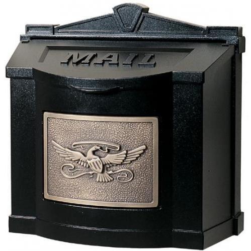 Wall Mount Series Mailbox W/ Eagle Accent - Black W/ Antique Bronze