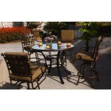 Darlee Malibu Glass Top Aluminum Patio Bar Set With Cushions - 42 Inch Round