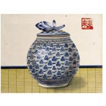 Tea Ceremony In Blue White IV Poster Print