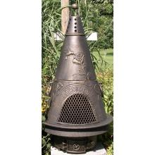 The Blue Rooster Garden Style Cast Aluminum Chiminea With Propane Gas Conversion Kit - Gold Accent