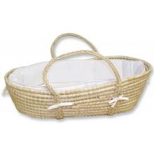 Embroidered Moses Basket Set-White Pique Bedding