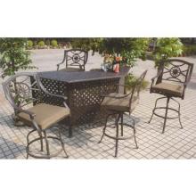 Darlee Ten Star Party Cast Aluminum Patio Bar Set With Cushions - 82 Inch
