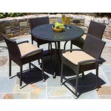 Alfresco Home Vento Glass Top Wicker Outdoor Dining Table Set - 42 Inch Round