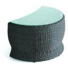 Domus Ventures Paradiso Halfmoon Resin Wicker Coffee Table With 26 Inch Glass Top