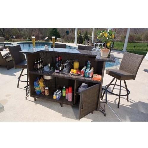 Alfresco Home Vento Granite Top Wicker Outdoor Bar Set With Swivel Bar Chairs by Alfresco Home