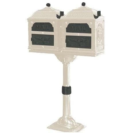 Classic Series Double Mount High Security Locking Mailbox W/ Pedestal - Almond W/ Verde Brass