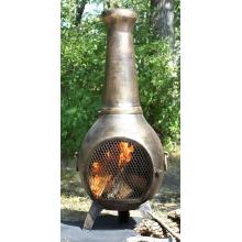 The Blue Rooster Prairie Style Cast Aluminum Chiminea With Natural Gas Conversion Kit - Gold Accent