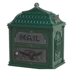 Classic Series High Security Locking Mailbox Top Piece - Forest Green W/ Verde Brass