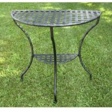 International Caravan Iron Two Tier Half Moon Table - Antique Black