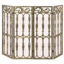 UniFlame 4 Fold Antique Gold Cast Aluminum Screen W/ Removable Mesh