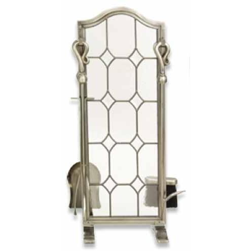 UniFlame 5 Pc Finish: Pewter Leaded Glass Fireset