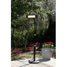 Fire Sense 1500 Watt Black Powder Coated Steel Glass Front Electric Infrared Patio Heater With Telescoping Offset Pole And PVC Cover 