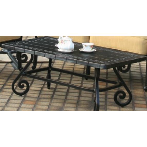 Alfresco Home Greek Key 42 Inch Coffee Table & Base With Solid Top - Antique Topaz