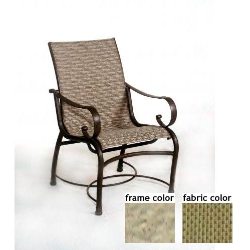 Barcelona Aluminum Low Back Sling Dining Chair With Saddle Frame And B0303 Fabric by Casual Creations