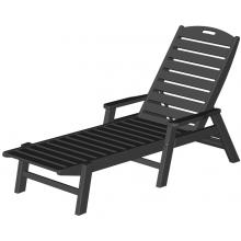 Poly-Wood Recycled Plastic Wood Nautical Chaise Lounge With Arms