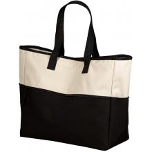 Port & Company - Bi-Color Tote With Zippered Pocket - Black/Stone