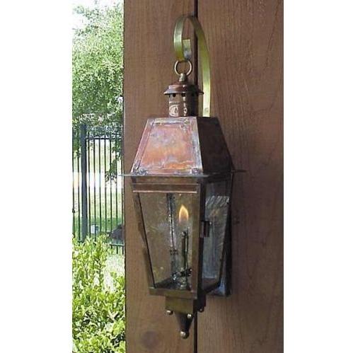 Gas Light America GL101 Paige Street Series Copper Natural Gas Light With Open Flame Burner On Wall Scroll Mount