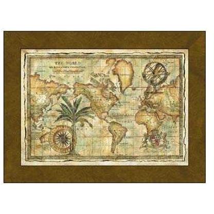 World Map With Globe Poster Print