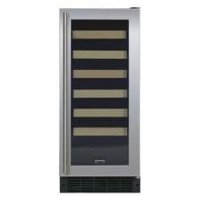 Marvel 3SWCE 24 Bottle Wine Cooler W/ Wood Facing Shelves, Stainless Steel