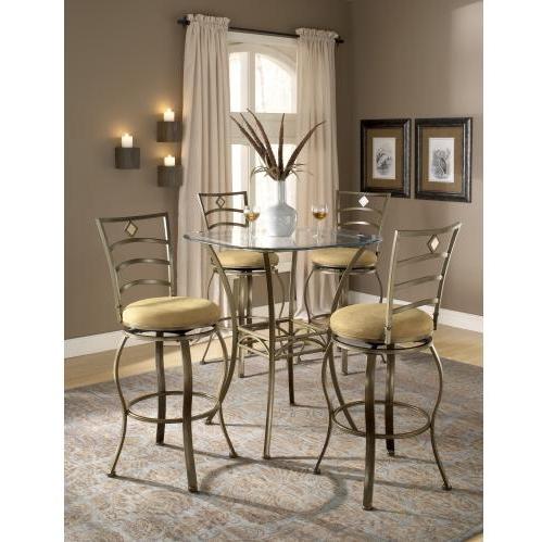 Cheap Hillsdale Brookside 5 Piece Bar Height Bistro Table Set With Marin Stools