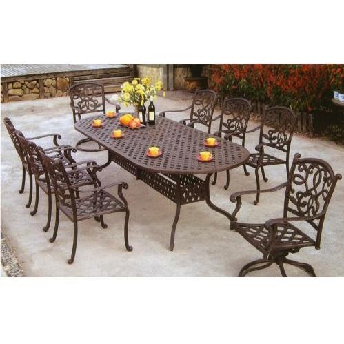 Darlee Aluminum Furniture Santa Monica Aluminum Outdoor Patio 42 X 102 Dinning Table With 6 Dining Chairs And 2 Swivel Rockers Comes With Brown Seat C