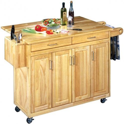 Home Styles Wood Top Kitchen Cart With Breakfast Bar - Natural - 5023-95