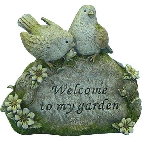 Alpine Welcom Stone Sign Bird Statuary