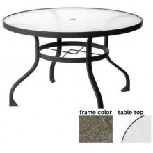 Tribeca 48 Inch Aluminum Round Dining Table Glass With Scavo Bronze Frame