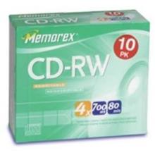 Memorex CDRW 80 10PK SLIM 1-4X