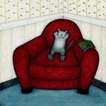 Cat Reading Poster Print