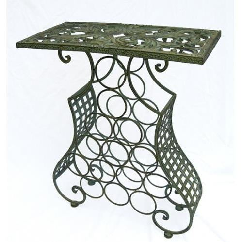 International Caravan Cast Iron Wine Holder And Table - Sage
