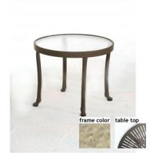 Barcelona 24 Inch Aluminum Round Occasional Table - Aluminum Starburst Pattern With Saddle Frame
