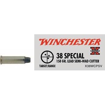 Winchester Ammo 38 Special By Winchester, 38 Special, 158gr, Super-X Lead Semi-Wad Cutter, (Per 50)