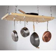 Natural Wood Rectangular Ceiling Kitchen Rack